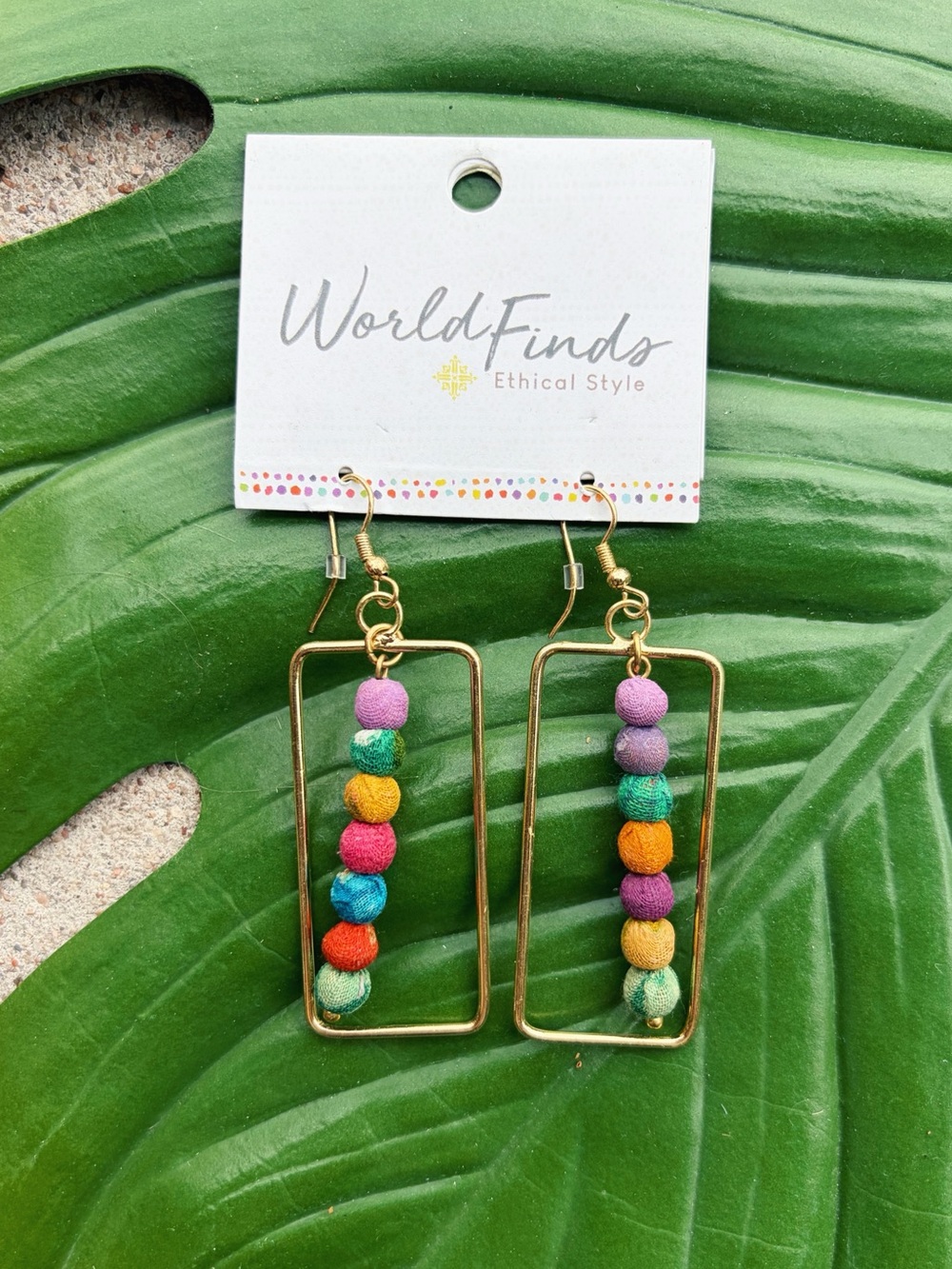 World Finds Fair Trade Framed Kantha Earrings